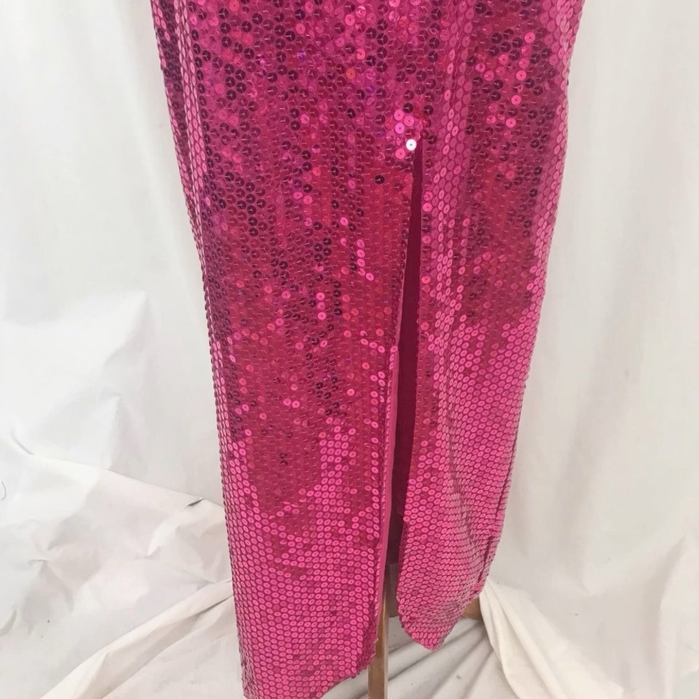 Nadine Full Length Fuschia Pink Sequin Gown Vintage 1980s NWT - Picture 6 of 10